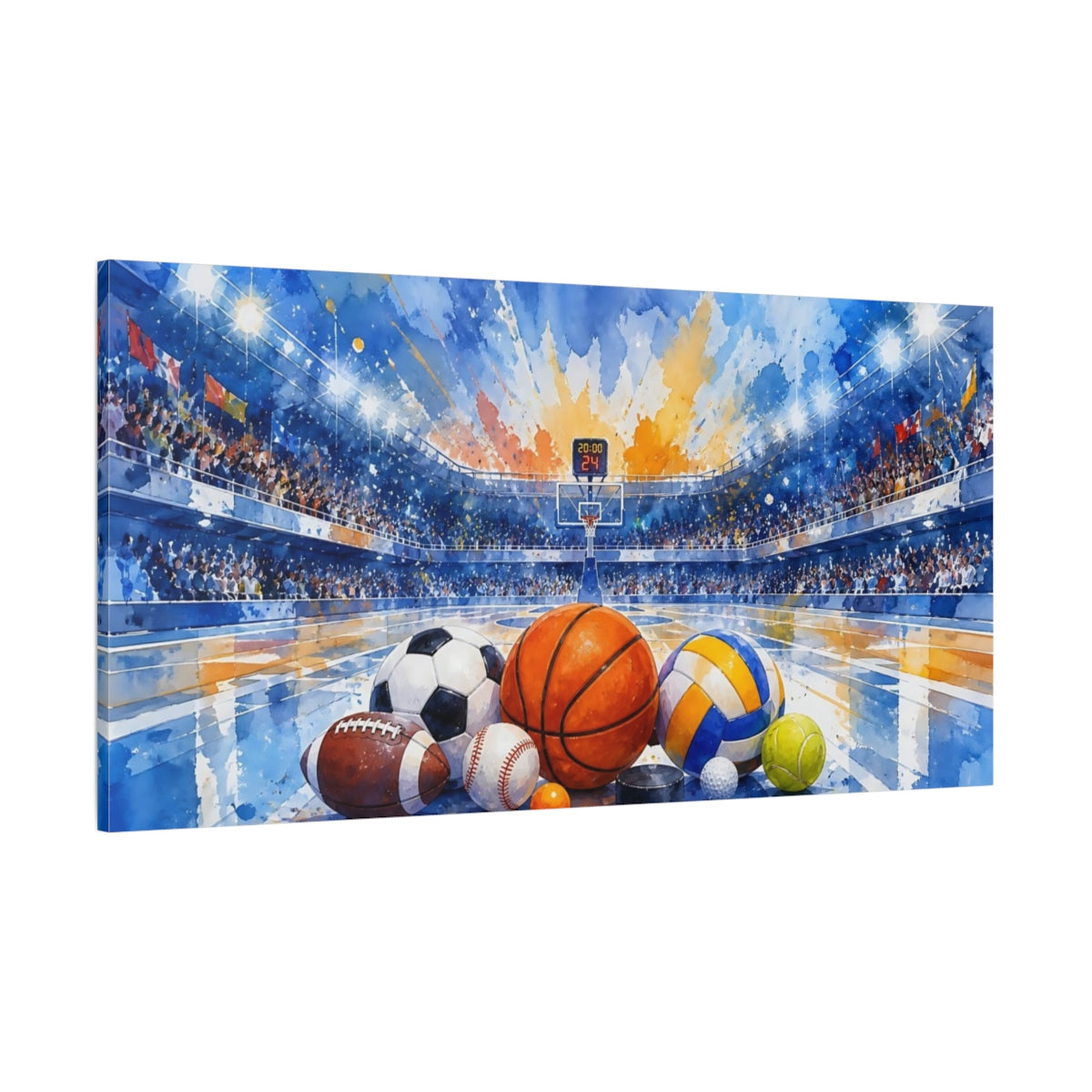 Side Mockup 2. Multi-Sport Arena shown as canvas print