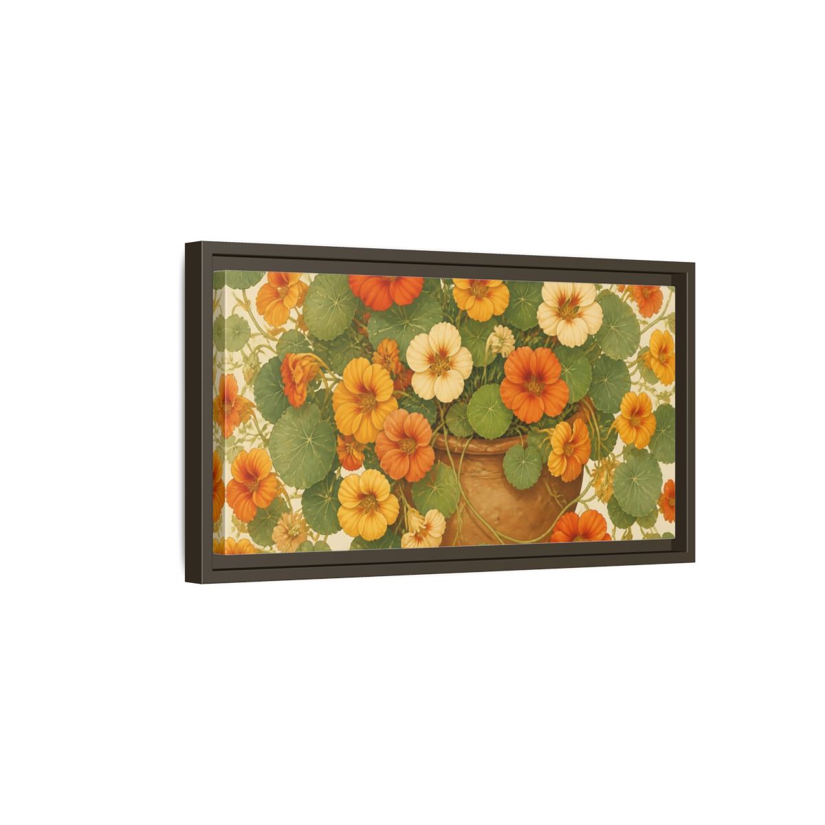 Side Mockup 7. Nasturtiums In Clay Pot shown as framed canvas print