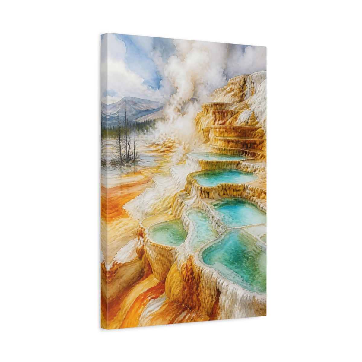 Side Mockup 3. Natural Hot Springs Terraces shown as canvas print