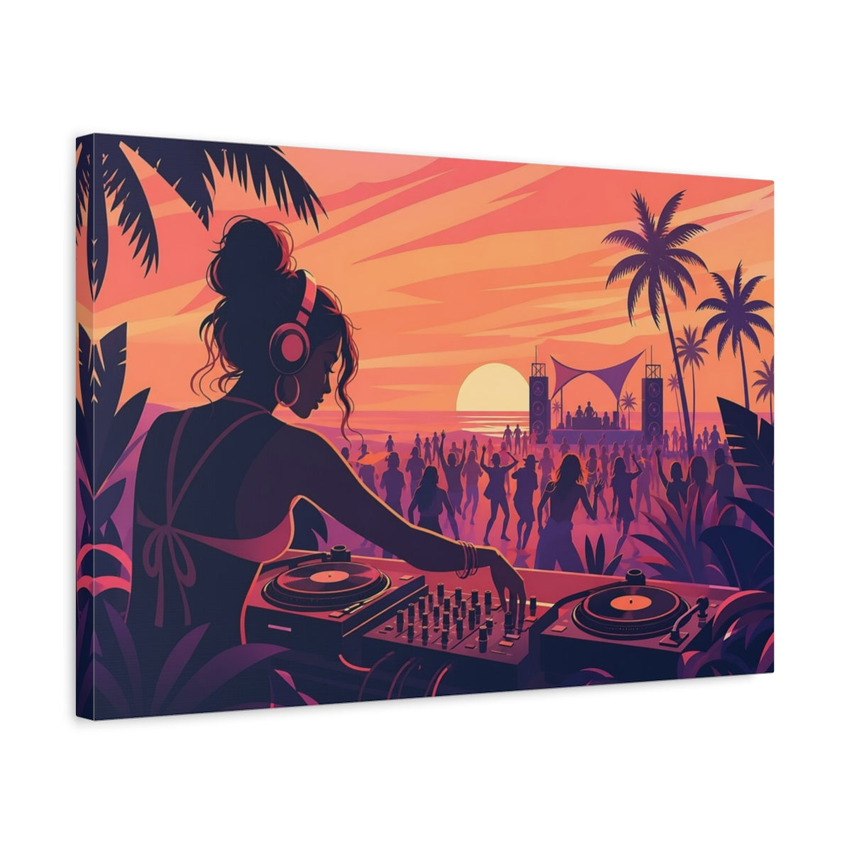 Side Mockup 3. Nature Beach Party Sunset Beach Party shown as canvas print