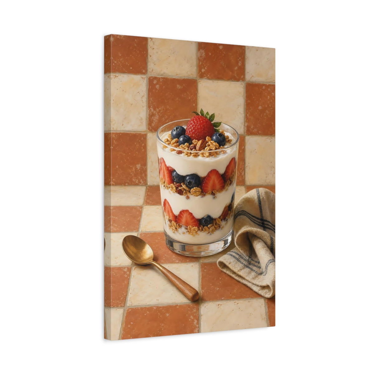 Side Mockup 3. Nature Berry Parfait Fresh Berry Parfait shown as stretched canvas wall art