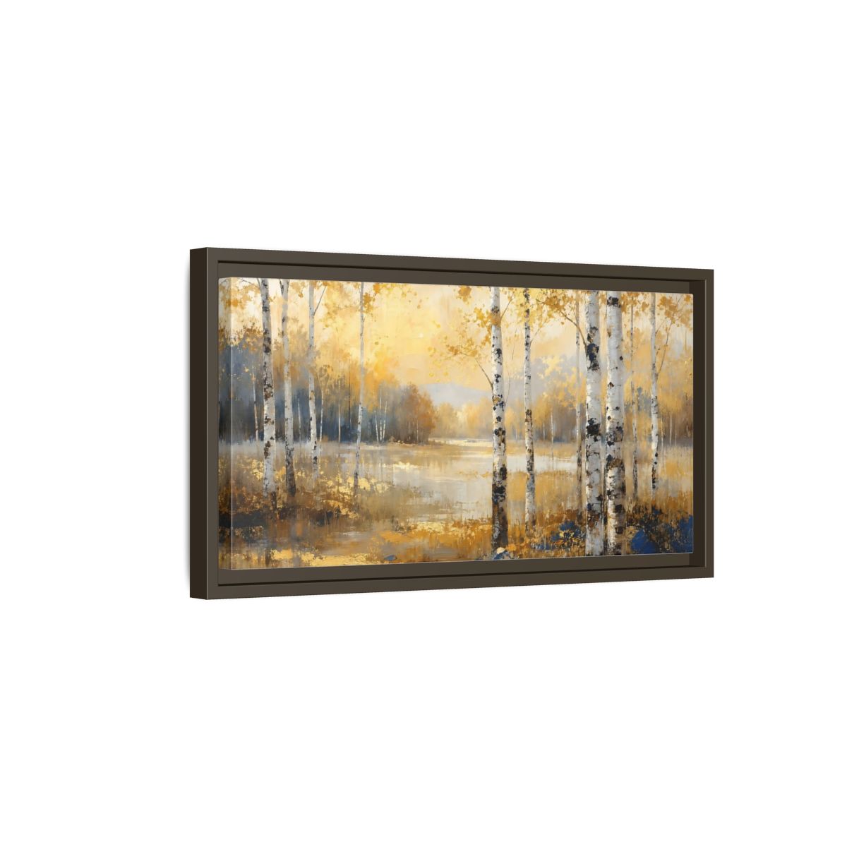 Side Mockup 7. Nature Birch Trees Golden Birch Landscape shown as stretched canvas wall art