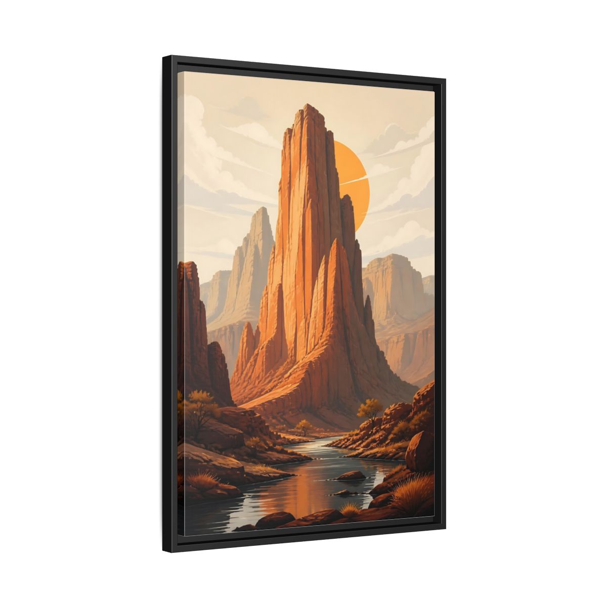 Side Mockup 14. Nature Canyon Mountains Orange Canyon shown as stretched canvas wall art