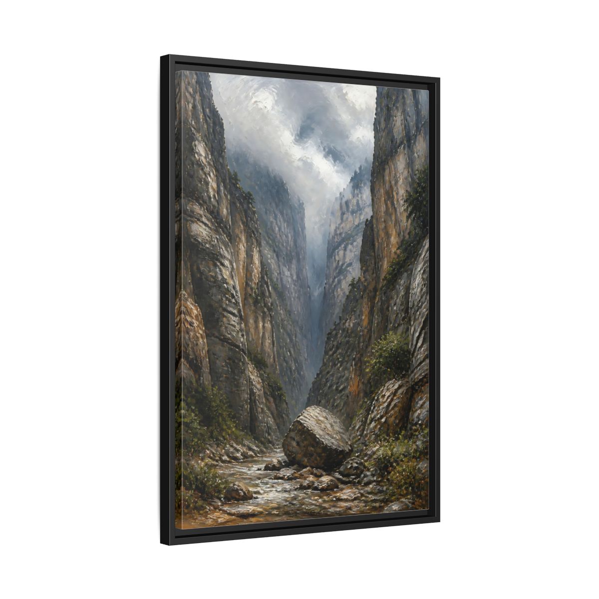 Side Mockup 14. Nature Canyon River Canyon Landscape shown as stretched canvas wall art