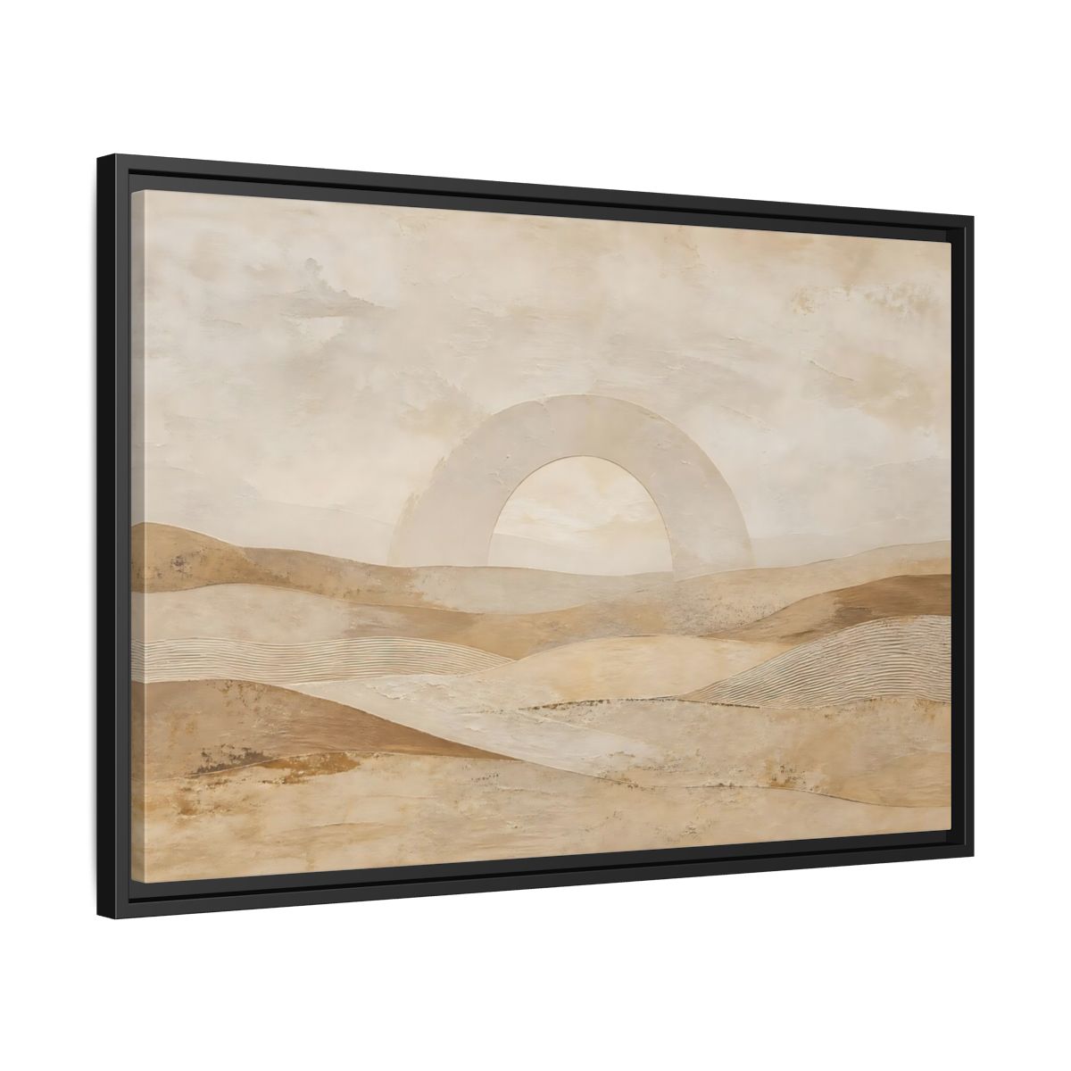 Side Mockup 14. Nature Desert Landscape Beige And Tan shown as stretched canvas wall art