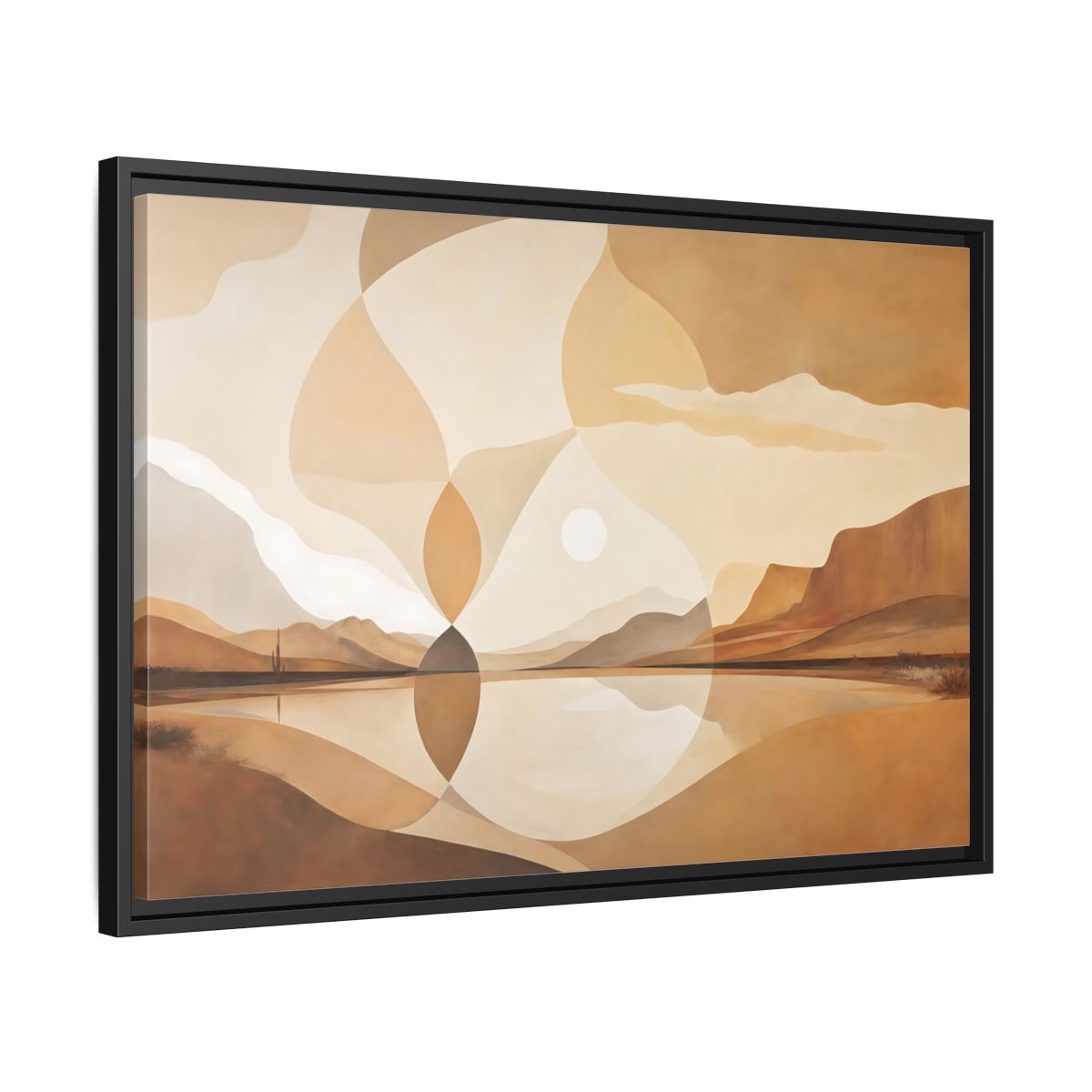 Side Mockup 14. Nature Desert Landscape Brown And Beige shown as stretched canvas wall art
