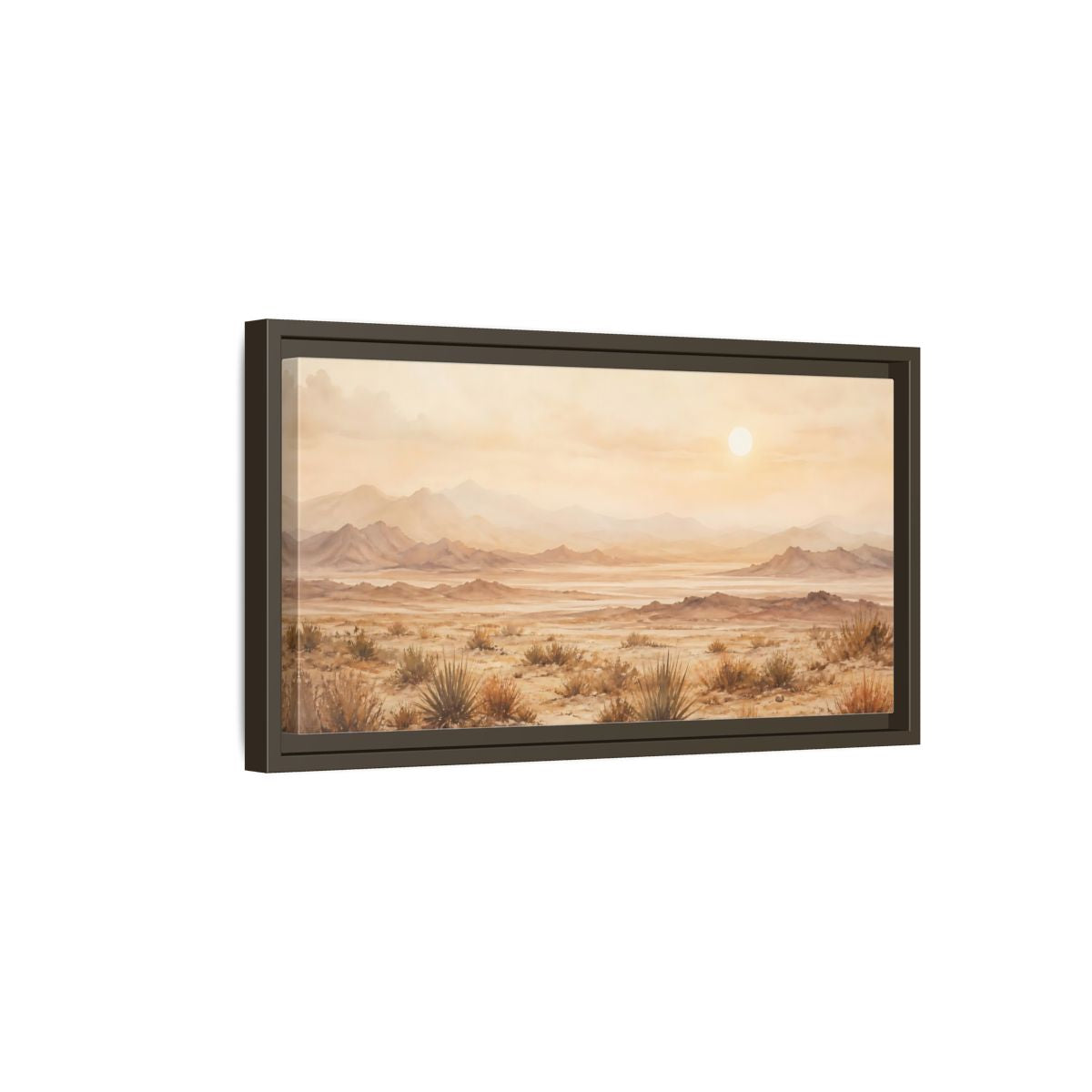 Side Mockup 7. Nature Desert Landscape Desert Sunset shown as stretched canvas wall art