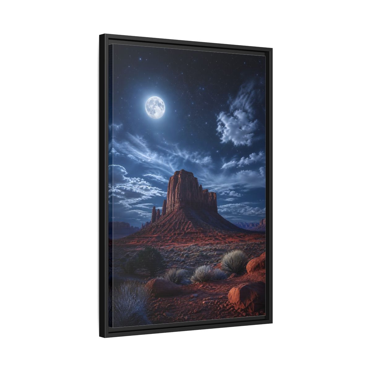 Side Mockup 14. Nature Desert Mesa Red And Blue Night shown as stretched canvas wall art