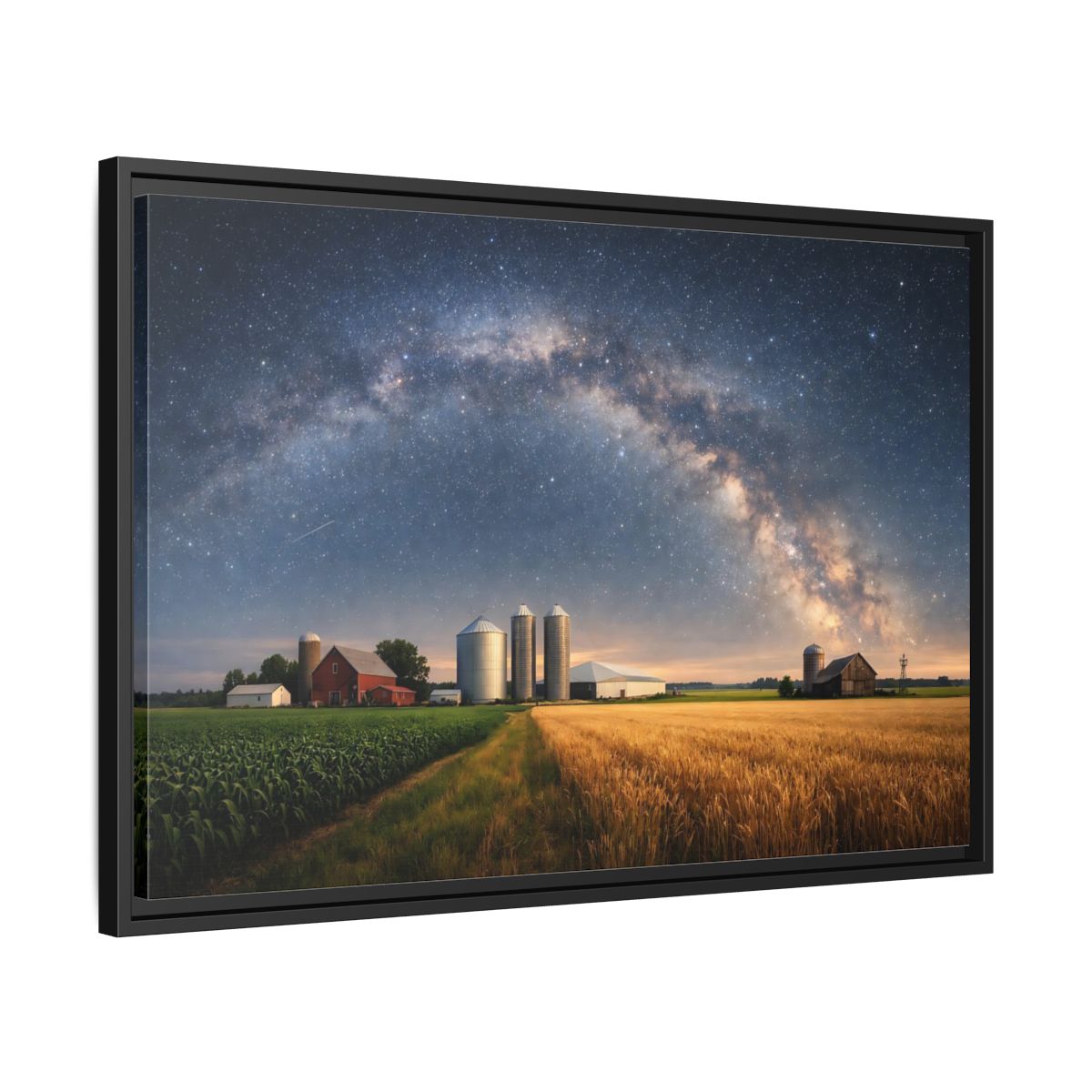 Side Mockup 14. Nature Farm Landscape Milky Way Farm shown as stretched canvas wall art