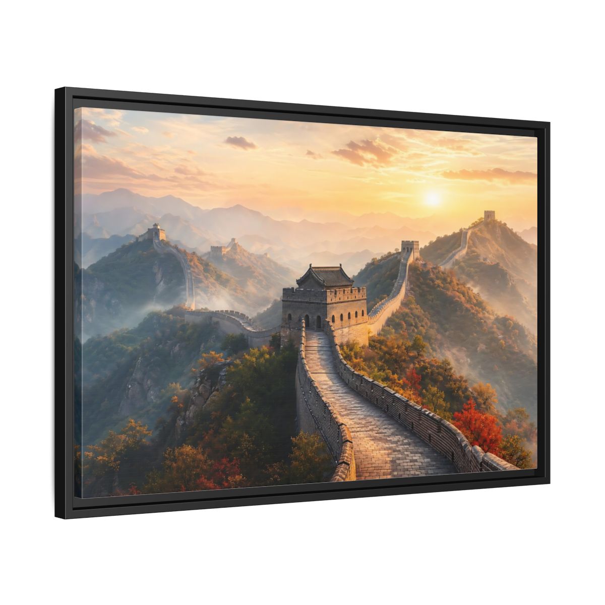 Side Mockup 14. Nature Great Wall Great Wall Sunset shown as stretched canvas wall art