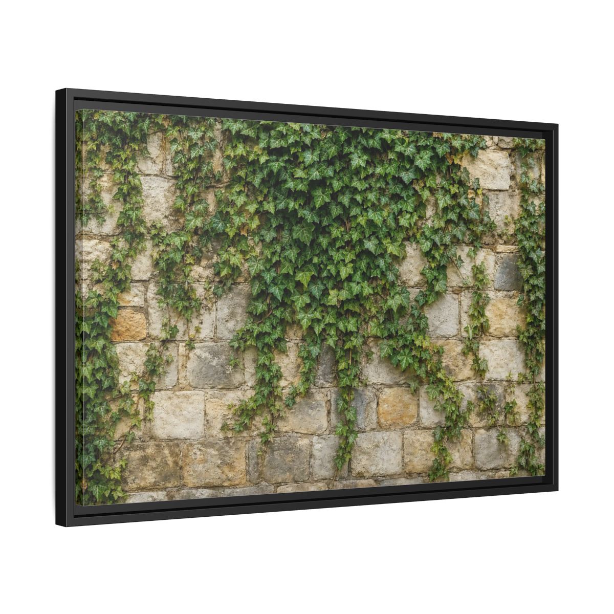 Side Mockup 14. Nature Ivy Green Ivy Wall shown as stretched canvas wall art