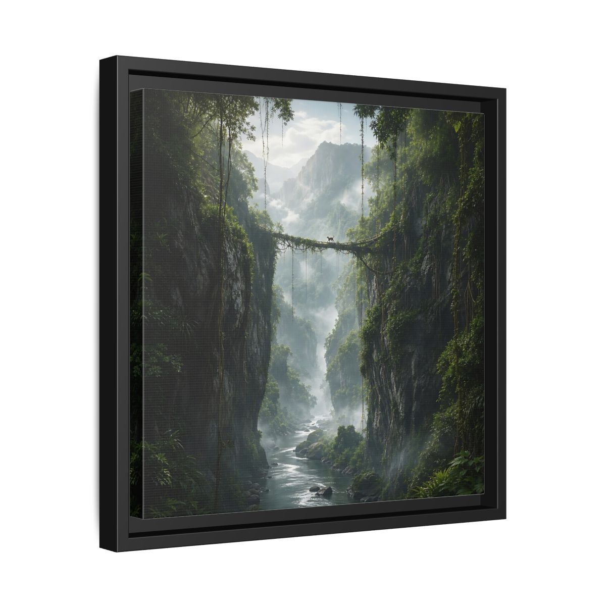 Side Mockup 32. Nature Jungle Gorge Green Jungle Canyon shown as stretched canvas wall art