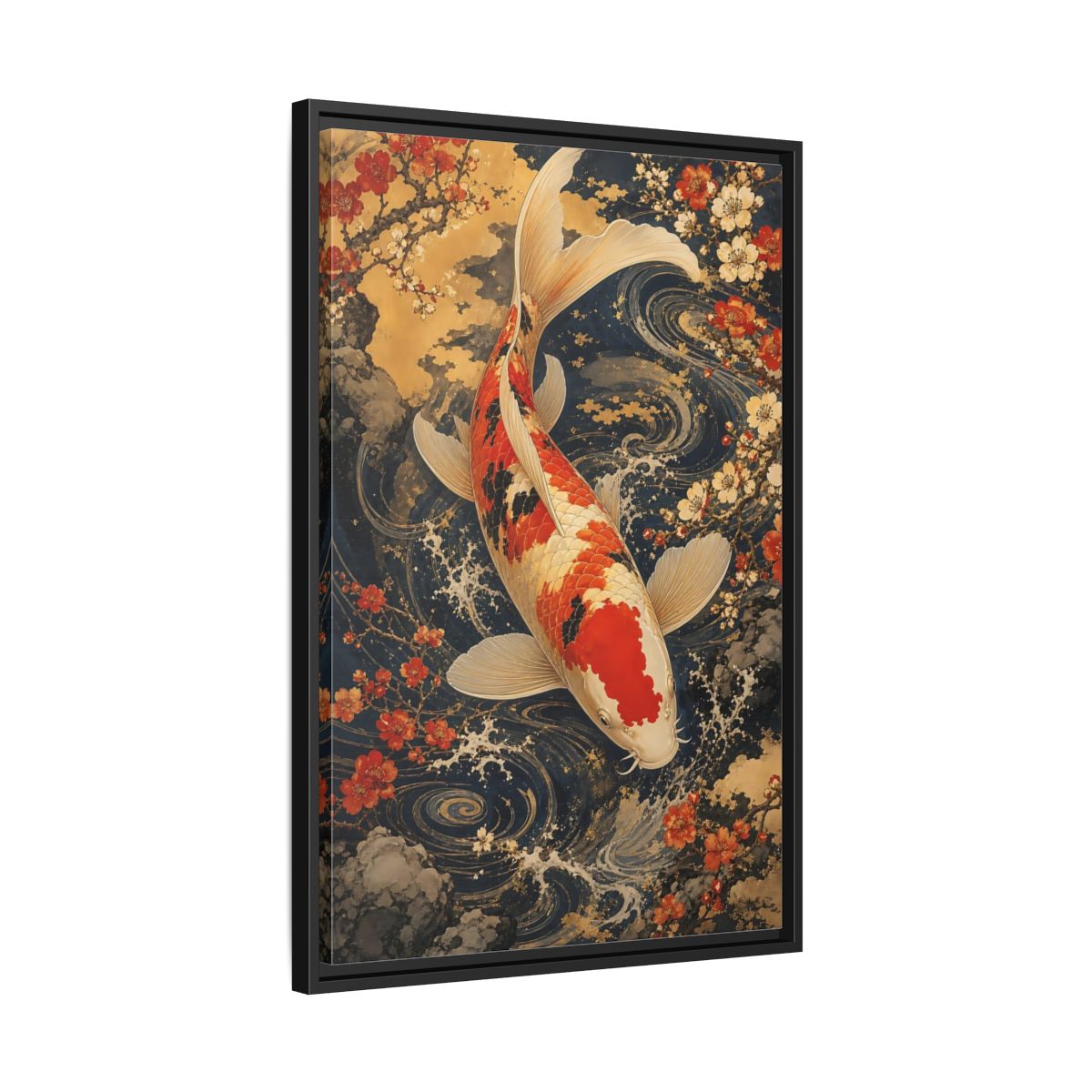 Side Mockup 14. Nature Koi Fish Japanese Koi shown as stretched canvas wall art