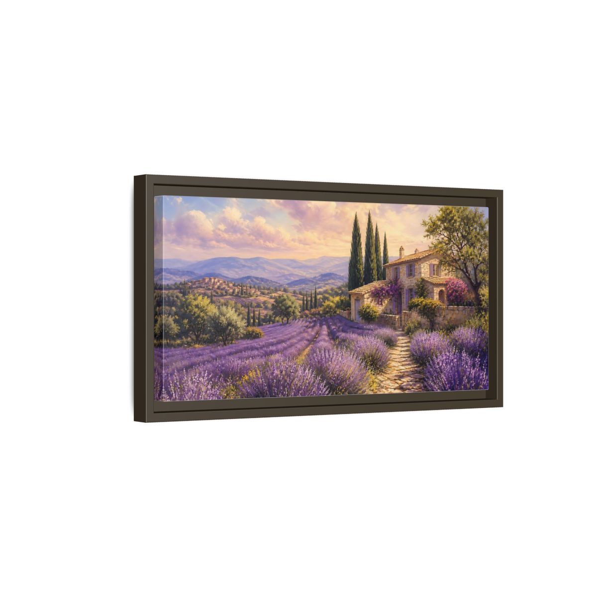 Side Mockup 7. Nature Lavender Field Purple Lavender shown as stretched canvas wall art