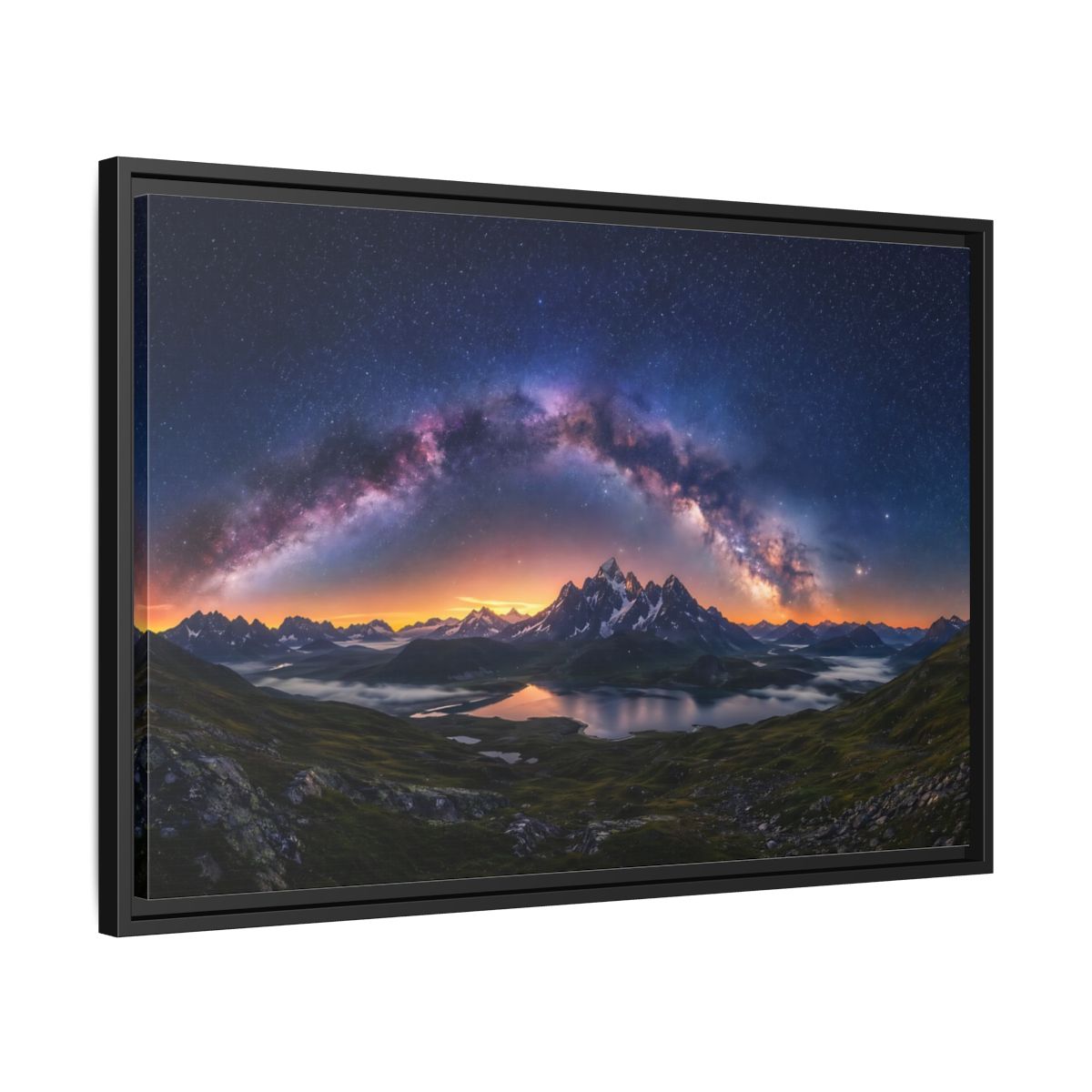 Side Mockup 14. Nature Milky Way Mountains Night Sky Mountain shown as stretched canvas wall art