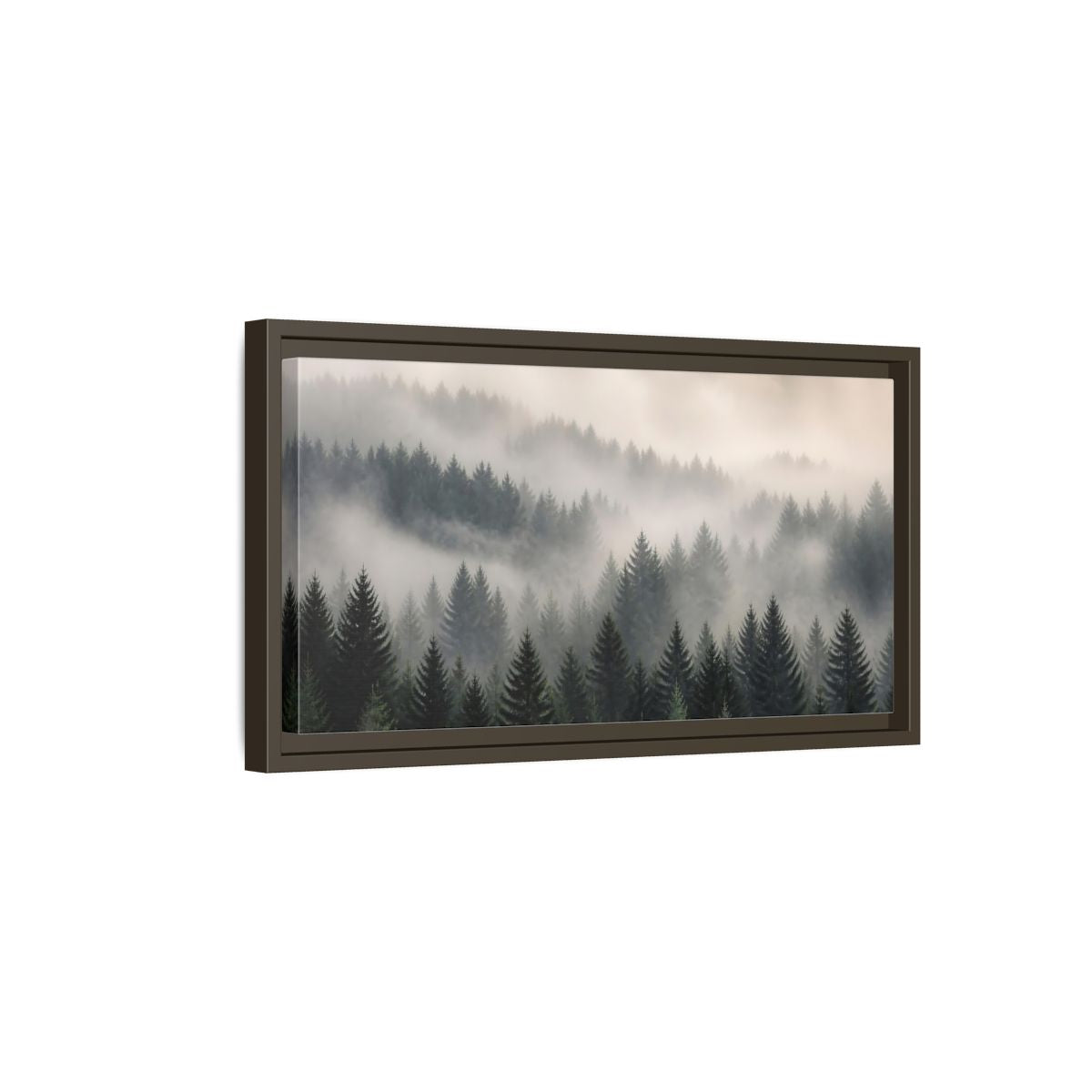 Side Mockup 7. Nature Misty Forest Green Foggy Forest shown as stretched canvas wall art