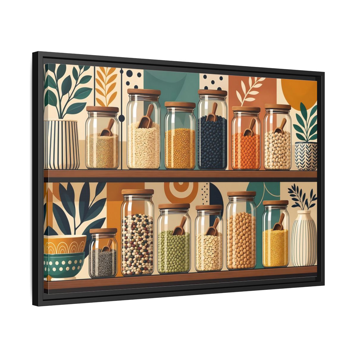 Side Mockup 14. Nature Pantry Jars Earthy Pantry Decor shown as stretched canvas wall art