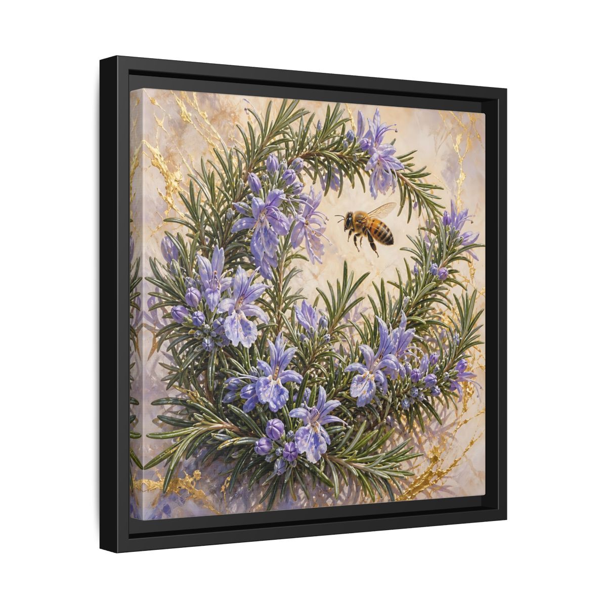 Side Mockup 32. Nature Rosemary Bee Rosemary Bee shown as stretched canvas wall art