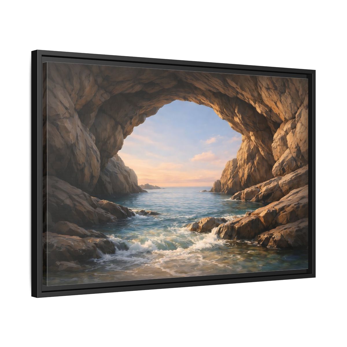 Side Mockup 14. Nature Sea Cave Coastal Cave shown as stretched canvas wall art
