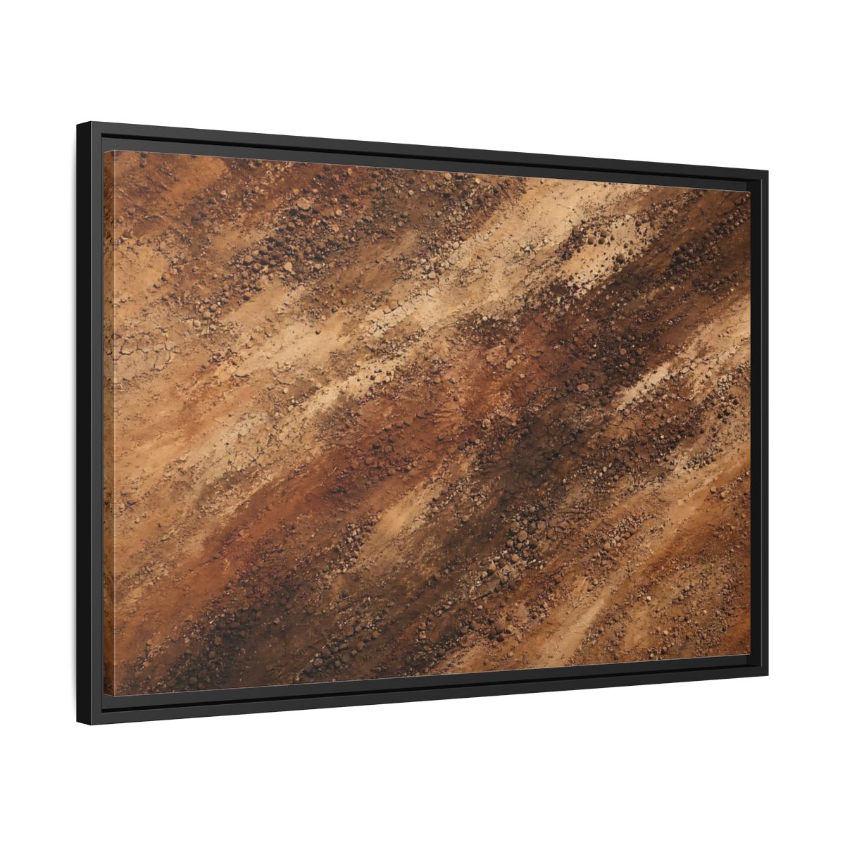 Side Mockup 14. Nature Soil Texture Brown And Tan shown as stretched canvas wall art