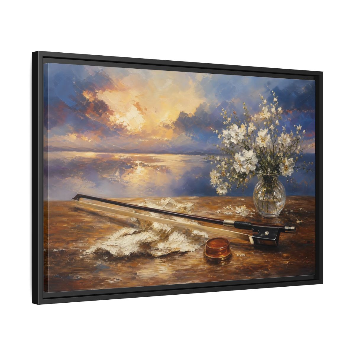 Side Mockup 14. Nature Sunset Sunset Floral Art shown as framed canvas print