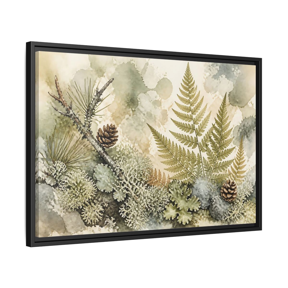Side Mockup 14. Nordic Fern Study shown as framed canvas print