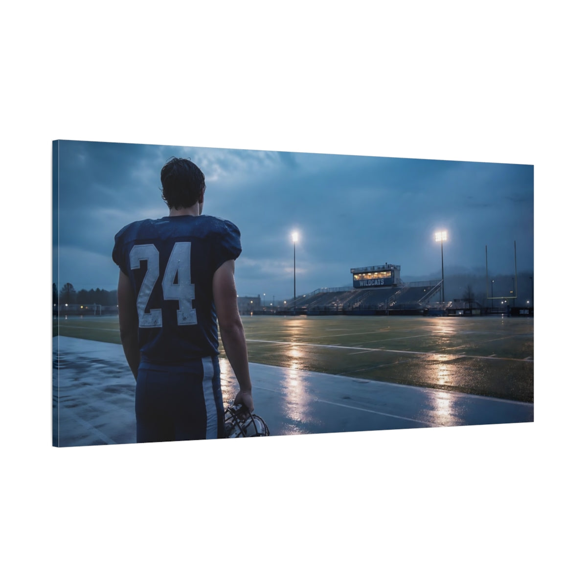 Side Mockup 2. Number 24 At Dusk shown as canvas print