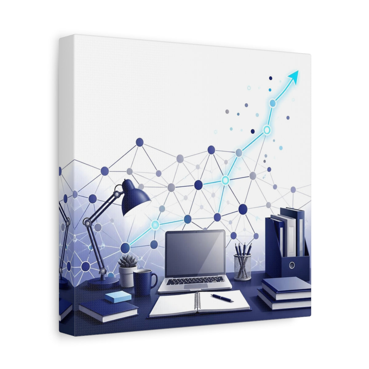 Side Mockup 9. Office Desk Network shown as canvas print