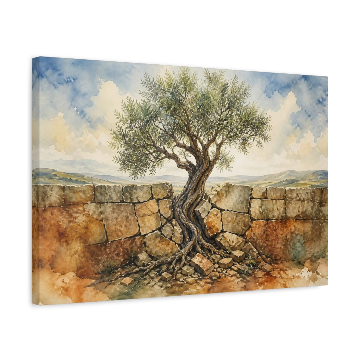 Side Mockup 3. Olive Tree Motivation shown as canvas print