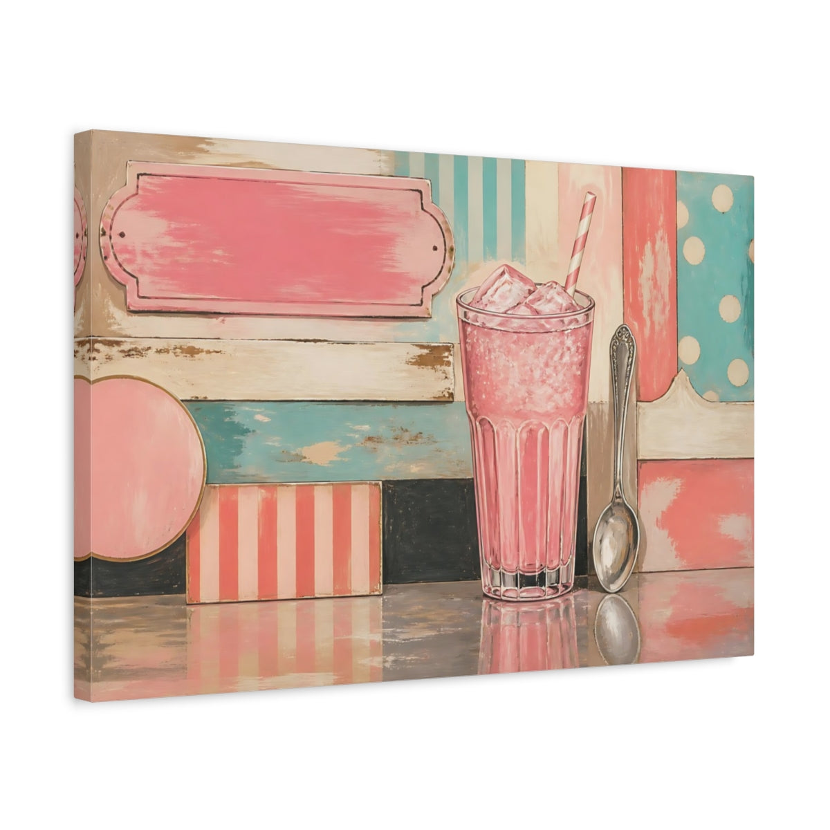 Side Mockup 3. Pastel Soda Still Life shown as canvas print