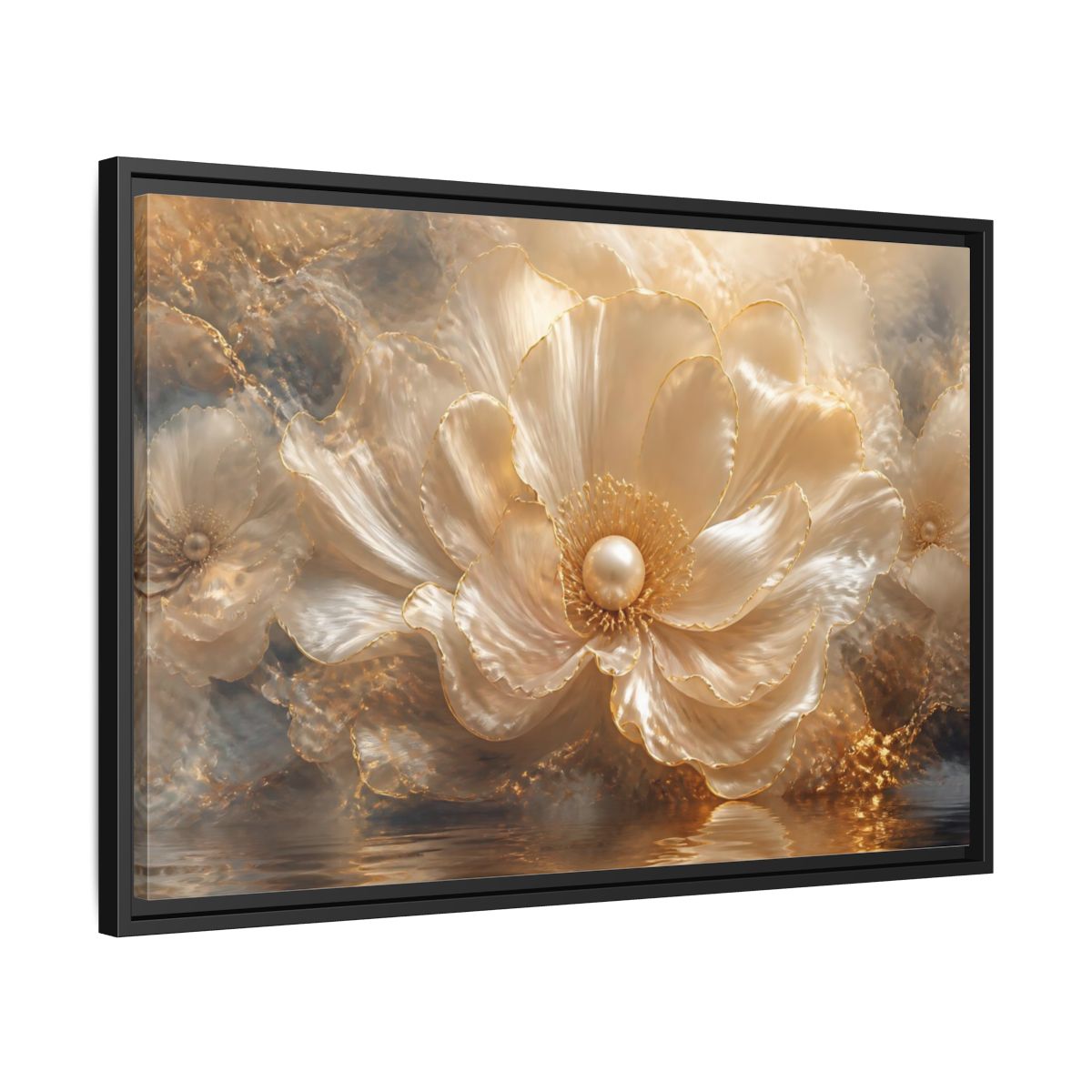 Side Mockup 14. Pearl Petal Elegance shown as framed canvas print