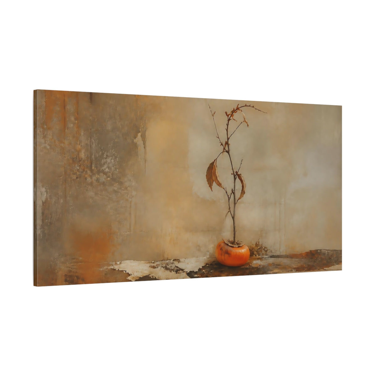 Side Mockup 2. Persimmon On Weathered Board shown as canvas print