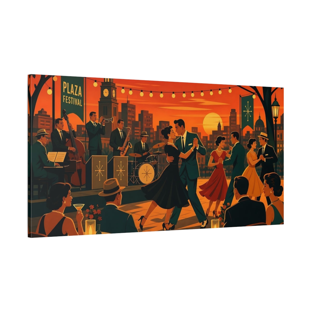 Side Mockup 2. Plaza Festival Night Dance shown as canvas print