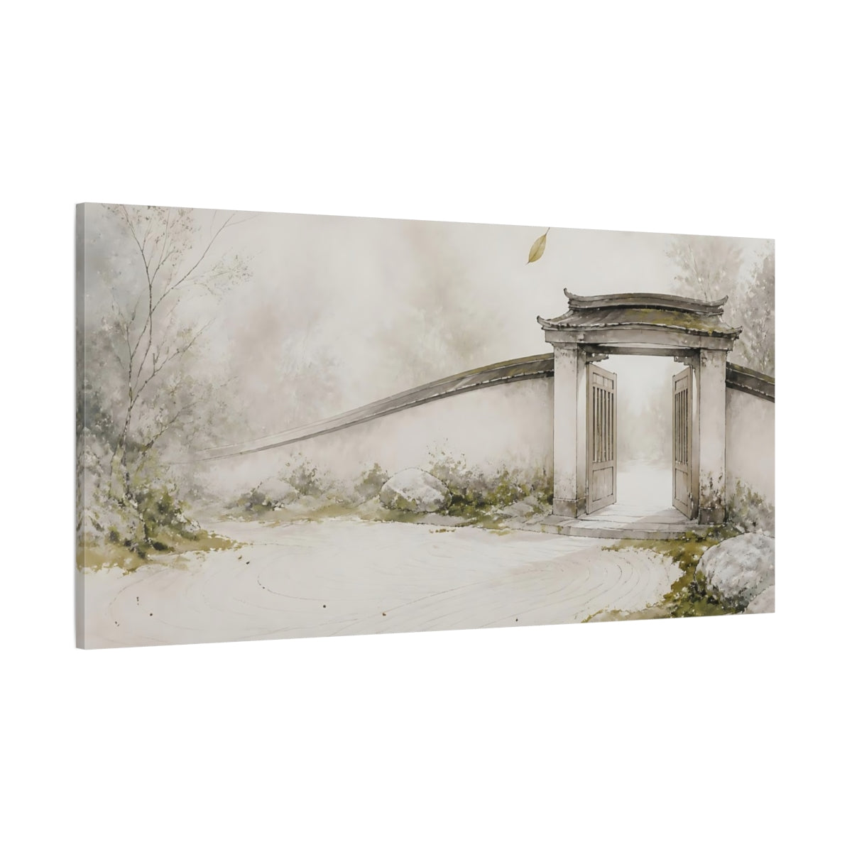 Side Mockup 2. Quiet Garden Gate shown as canvas print