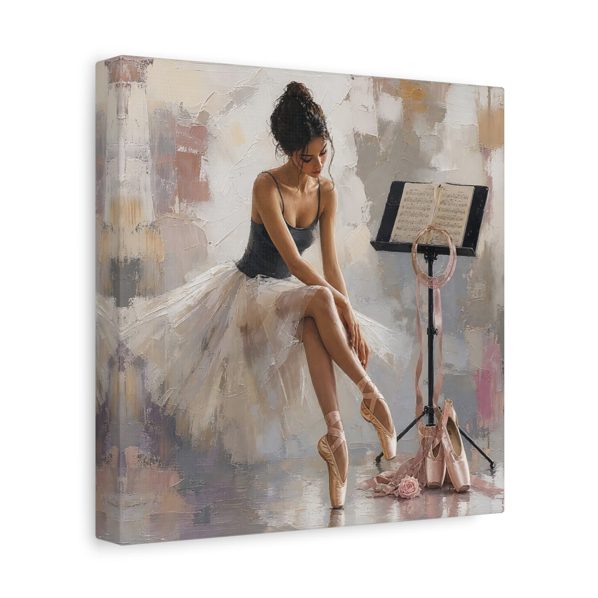 Side Mockup 9. Resting Ballerina shown as canvas print