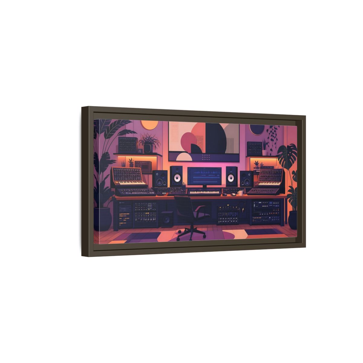 Side Mockup 7. Retro Synth Studio shown as framed canvas print