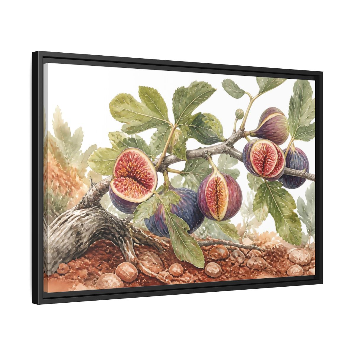 Side Mockup 14. Ripe Fig Branch shown as framed canvas print