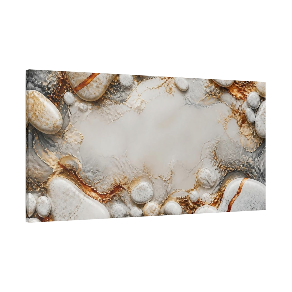 Side Mockup 2. River Stones Abstract Accent shown as canvas print