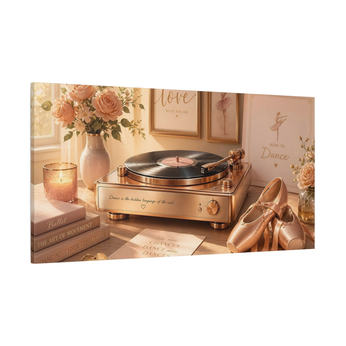 Side Mockup 2. Rose Gold Ballet Moment shown as canvas print