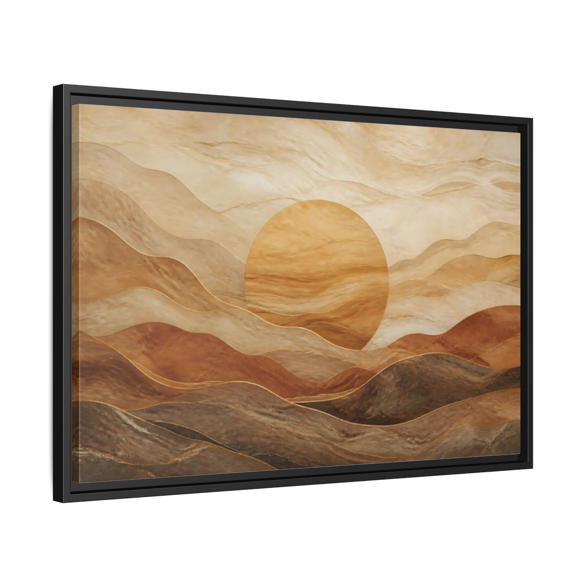 Side Mockup 14. Sandstone Sunscape shown as framed canvas print