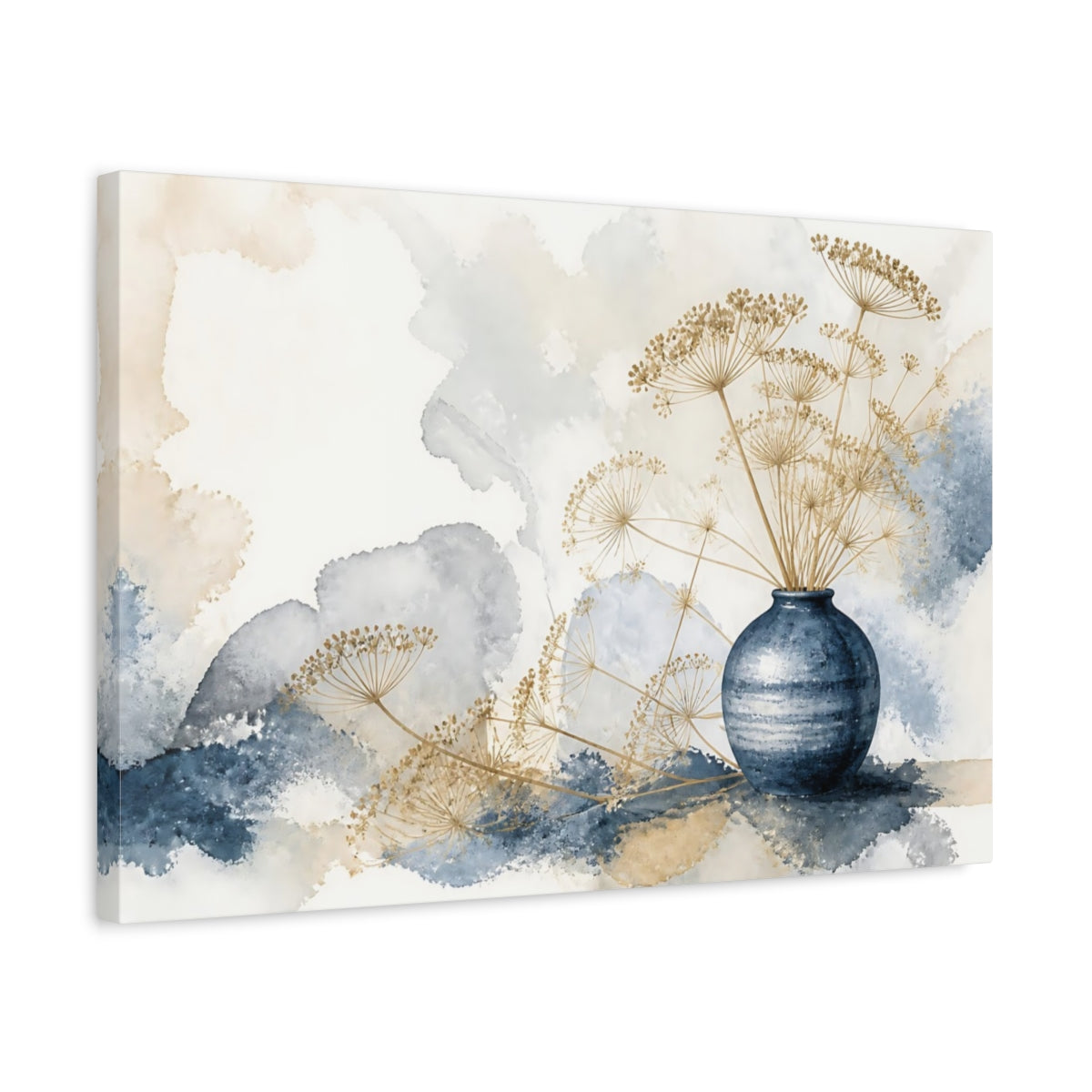 Side Mockup 3. Scandinavian Blue Vase shown as canvas print
