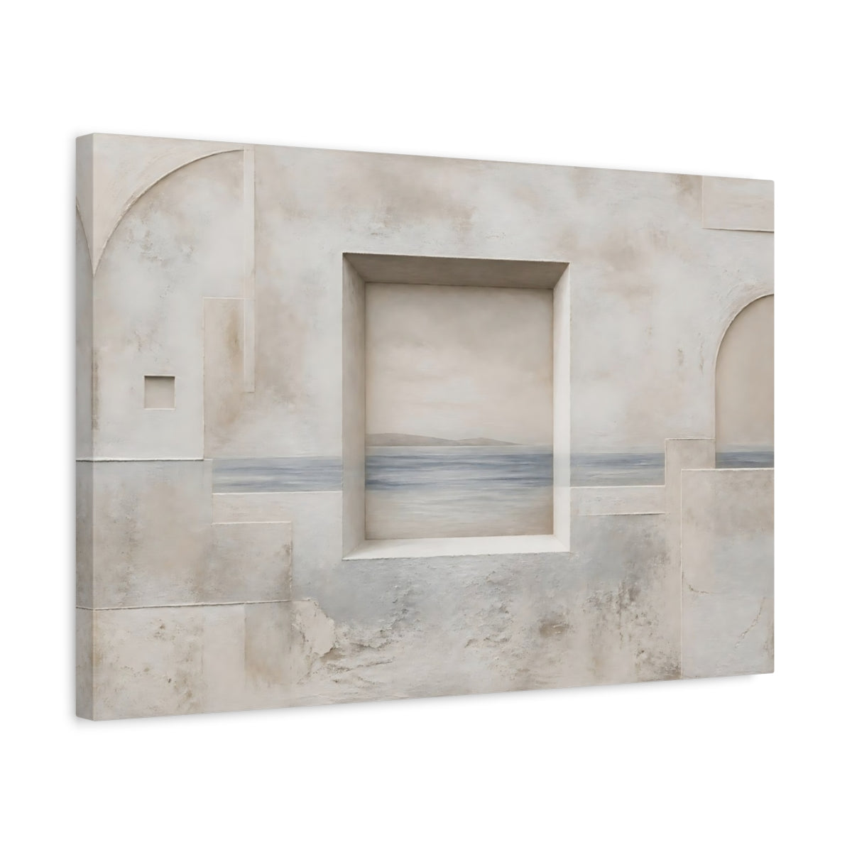 Side Mockup 3. Seaside Window Niche shown as canvas print