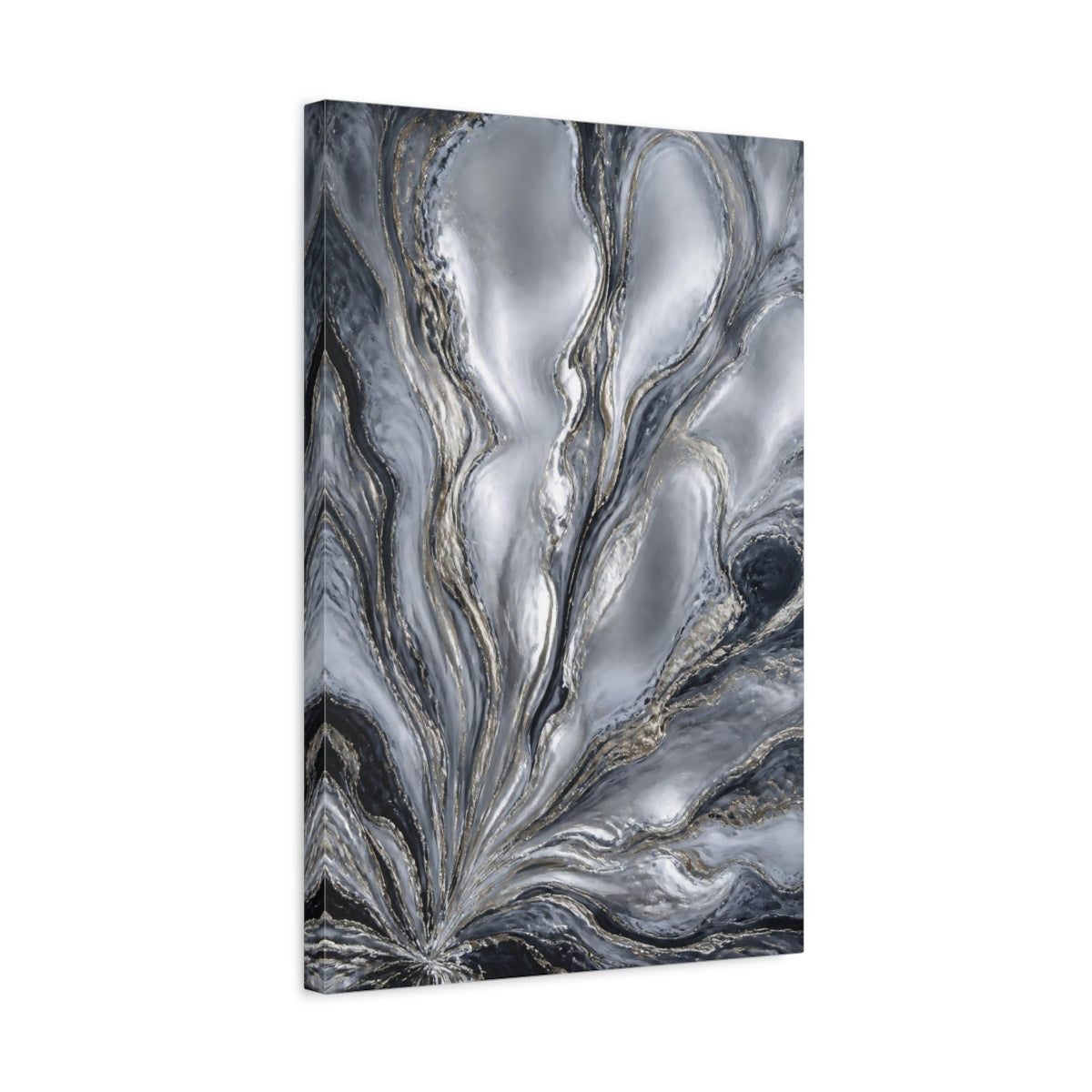 Side Mockup 3. Silver Accent Currents shown as canvas print