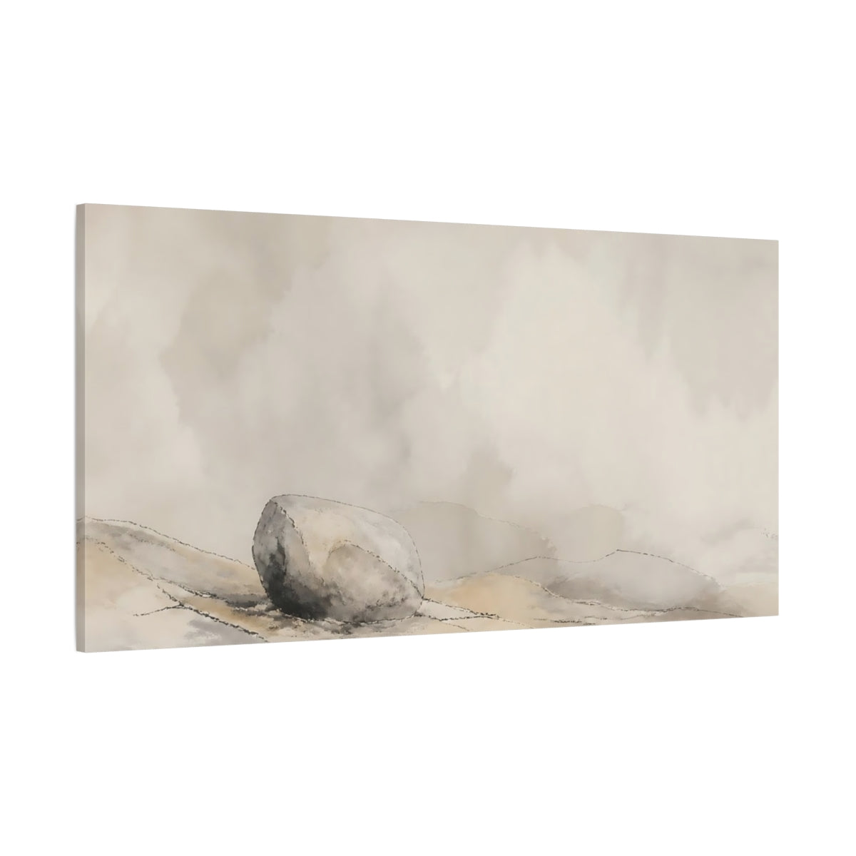 Side Mockup 2. Solitary Weathered Stone shown as canvas print