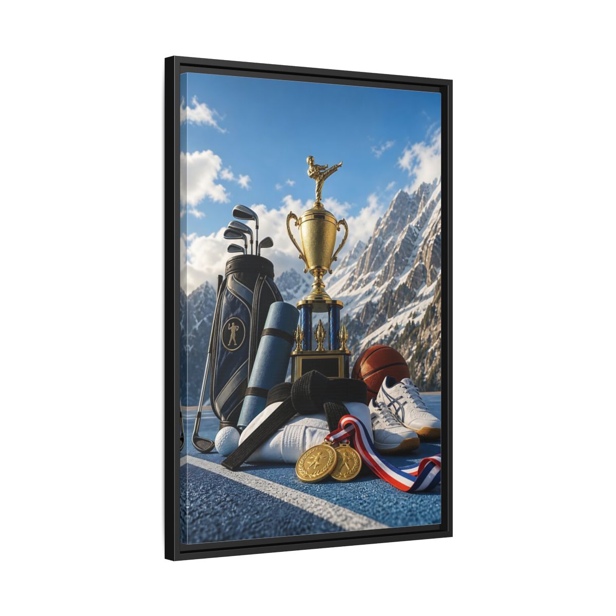 Side Mockup 14. Sports Sports Awards Sports Awards Gold shown as framed canvas print