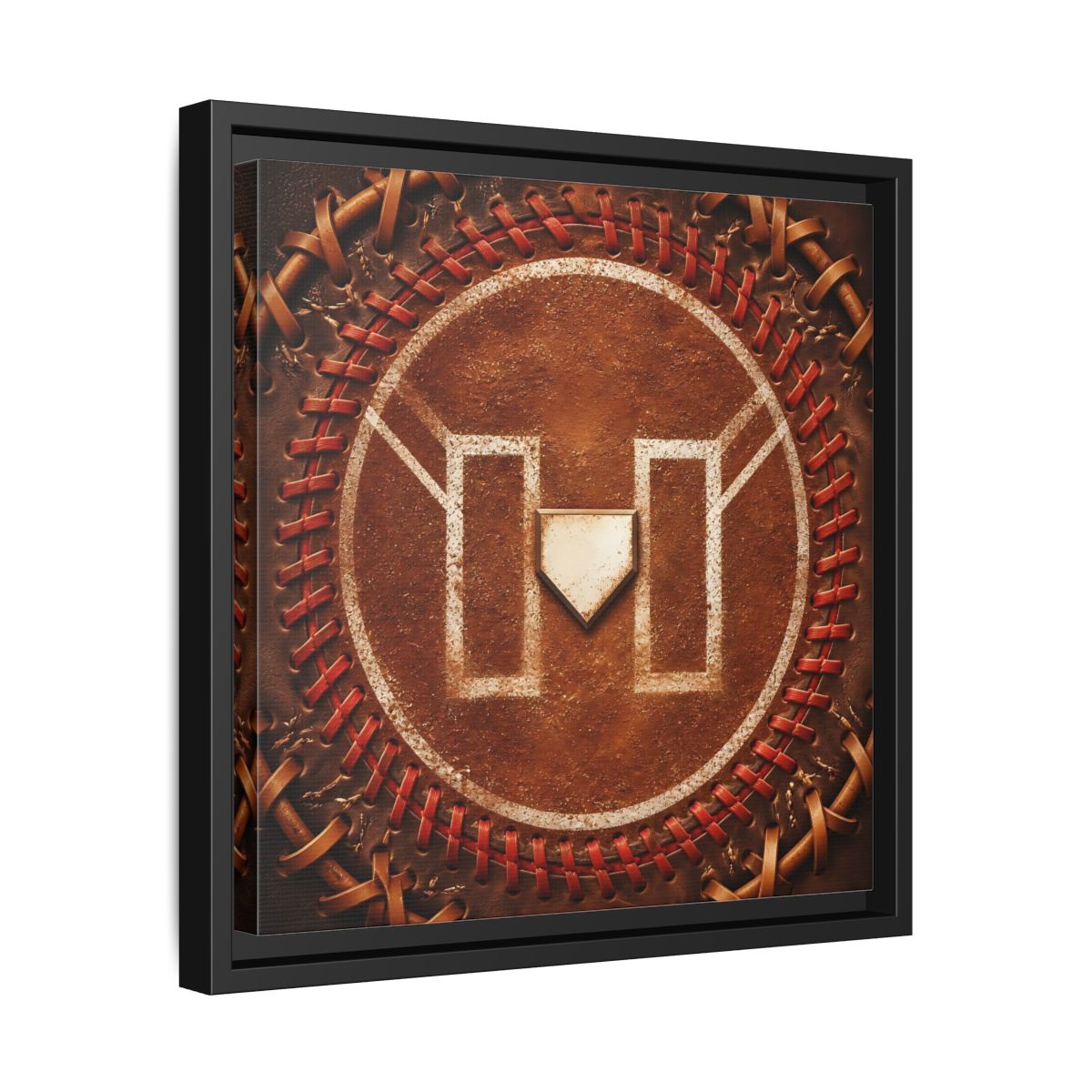 Side Mockup 32. Sports Baseball Field Baseball Home Plate shown as framed canvas print