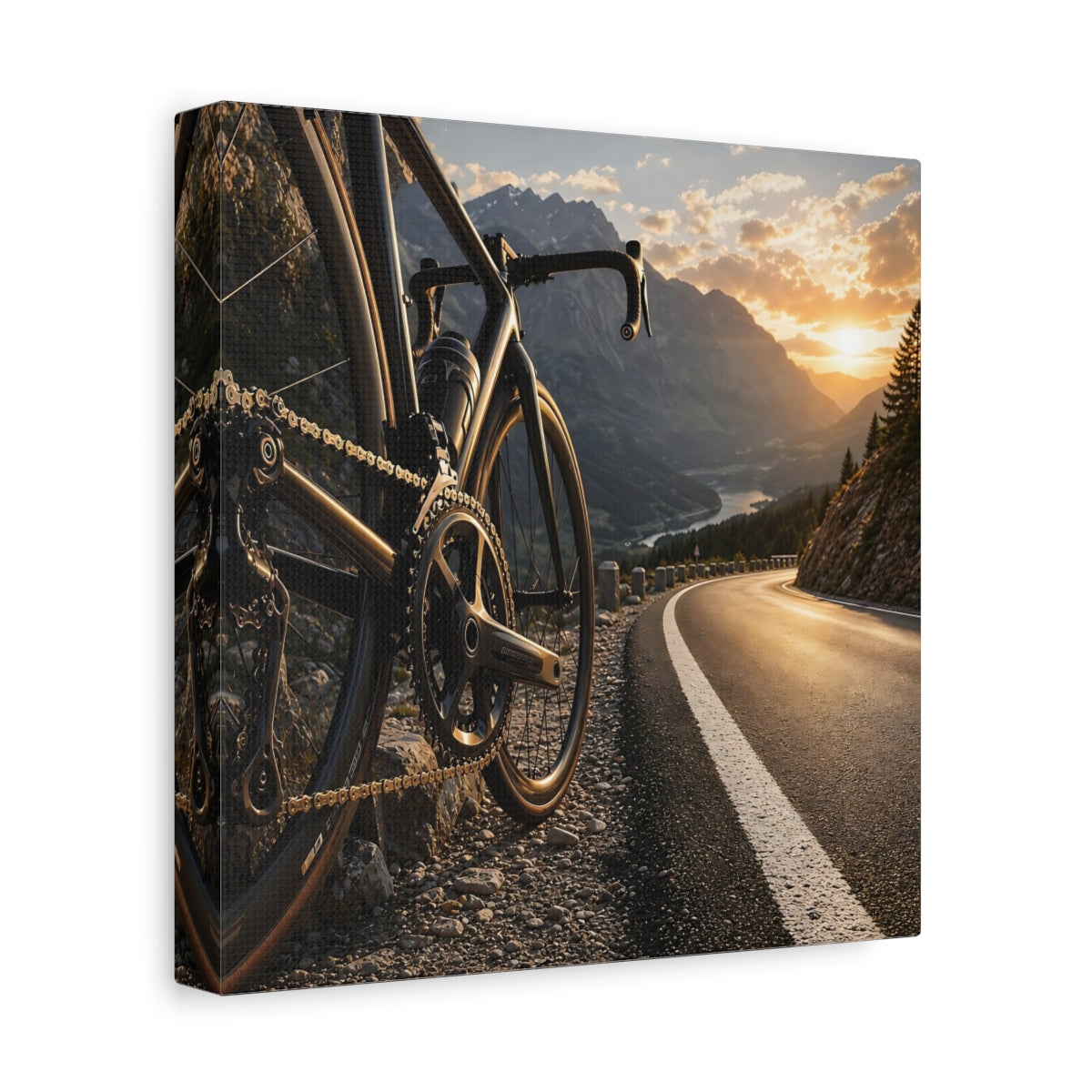 Side Mockup 9. Sports Bicycle Bicycle Mountain Road shown as canvas print