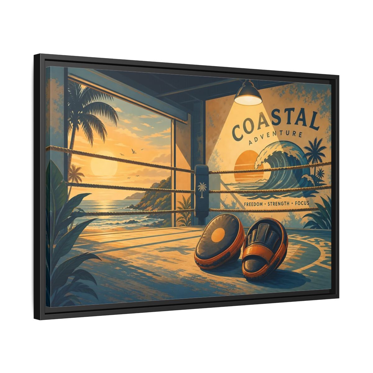 Side Mockup 14. Sports Coastal Boxing Coastal Boxing shown as framed canvas print