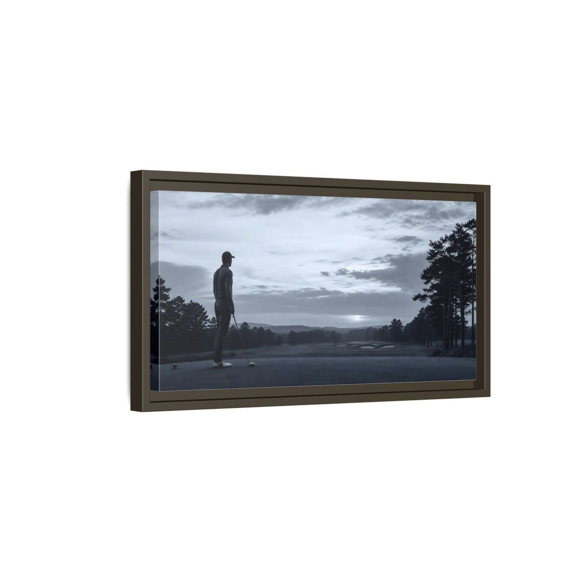 Side Mockup 7. Sports Golfer Monochrome Golf shown as framed canvas print