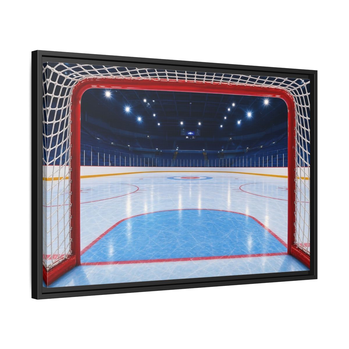 Side Mockup 14. Sports Hockey Rink Ice Hockey Arena shown as framed canvas print
